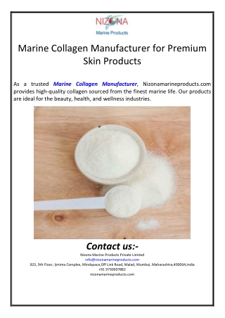 Marine Collagen Manufacturer for Premium Skin Products