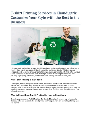 T-shirt Printing Services in Chandigarh Customize Your Style with the Best in the Business