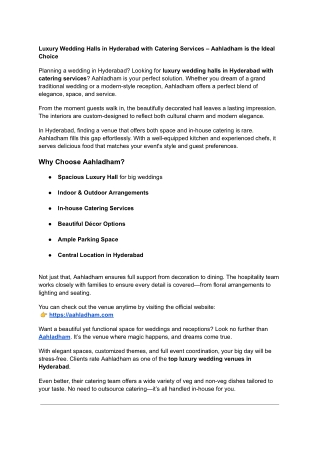 Luxury Wedding Halls in Hyderabad with Catering Services – Aahladham