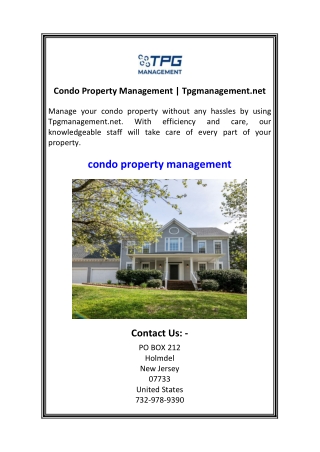 Condo Property Management  Tpgmanagement.net