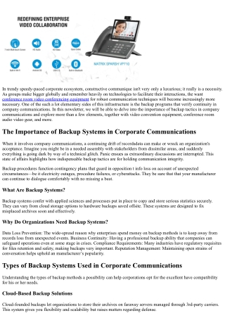 That Importance of Backup Systems in Corporate Communications