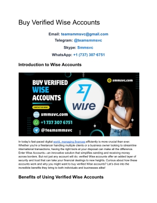 _Get Verified Wise Accounts – Fast & Reliable Delivery