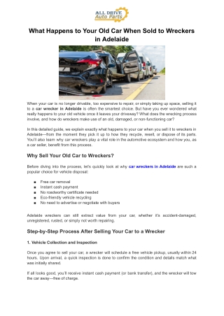 What Happens to Your Old Car When Sold to Wreckers in Adelaide