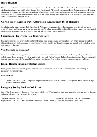 Cork’s Best-Kept Secret: Affordable Emergency Roof Repairs
