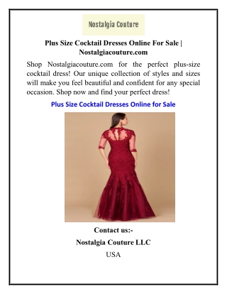 Plus Size Cocktail Dresses Online For Sale  Nostalgiacouture.com