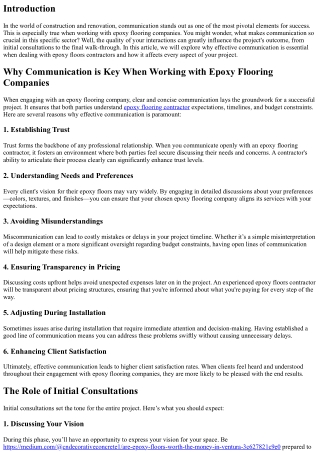 Why Communication is Key When Working with epoxy flooring companies.