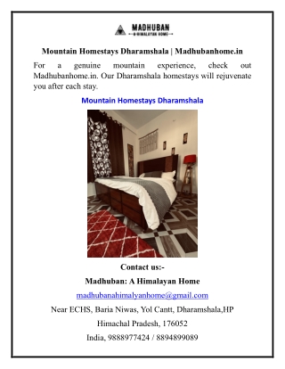 Mountain Homestays Dharamshala  Madhubanhome.in