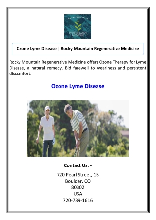 Ozone Lyme Disease  Rocky Mountain Regenerative Medicine