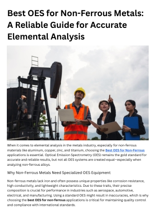 Best OES for Non-Ferrous Metals A Reliable Guide for Accurate Elemental Analysis