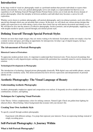 Specifying Yourself Through Special Picture Styles