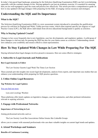 How To Stay Updated With Changes in Law While Preparing For The SQE