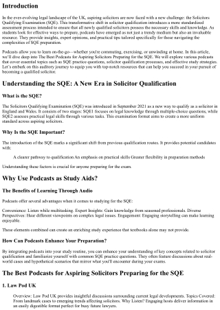 The Best Podcasts for Aspiring Solicitors Preparing for the SQE
