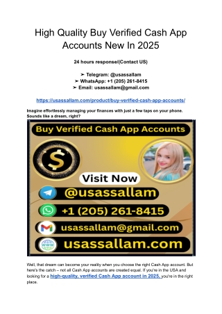 High Quality Buy Verified Cash App Accounts New In 2025
