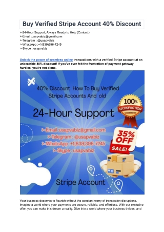 Buy Verified Stripe Account 40% Discount