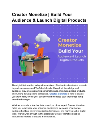 Build, Engage, Monetize | Start Today with Creator Monetize