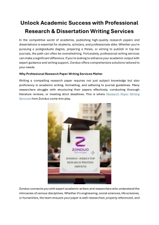 Unlock Academic Success with Professional Research & Dissertation Writing Servic