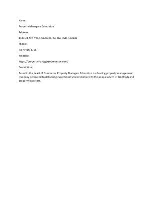 Property Managers Edmonton