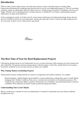 The Best Time of Year for Roof Replacement Projects