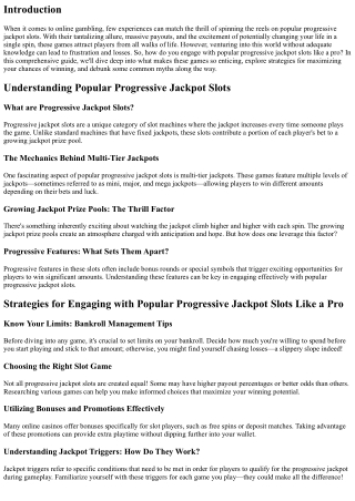 Engaging with Popular Progressive Jackpot Slots Like a Pro