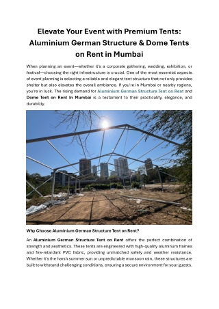 Elevate Your Event with Premium Tents