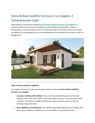 Home & Room Addition Services in Los Angeles: A Comprehensive Guide