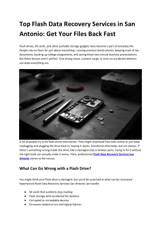 Top Flash Data Recovery Services in San Antonio Get Your Files Back Fast