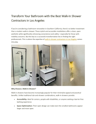 Top Walk-in Shower Contractors in Los Angeles