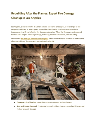 Fire Damage Cleanup Los Angeles