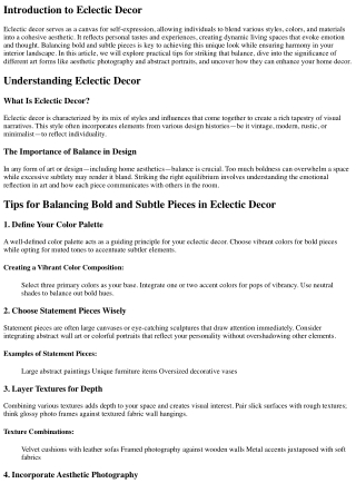 Tips for Balancing Bold and Subtle Pieces in Eclectic Decor