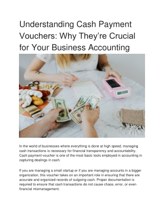 Understanding Cash Payment Vouchers - Why They're Crucial for Your Business Accounting