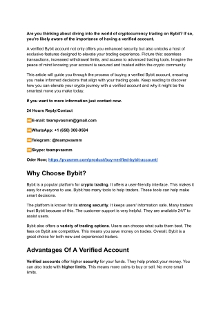 Top 15 Best Site To Buy Verified Bybit Accounts Old and new