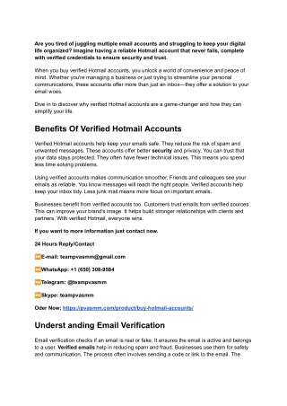 buy verified Hotmail accounts