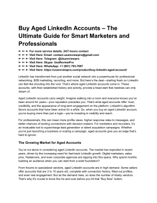 Buy Aged LinkedIn Accounts – The Ultimate Guide for Smart Marketers and Professionals