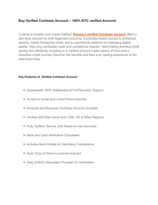 Easy Guide On How To Buy Verified Coinbase Account  In Online