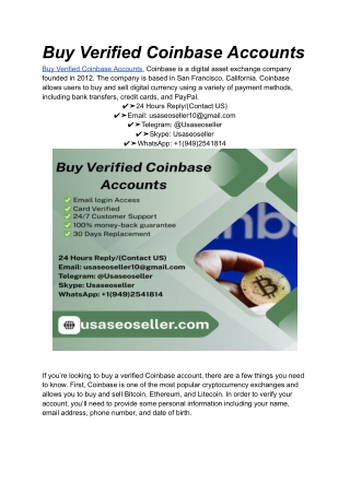 Buy Verified Coinbase Accounts