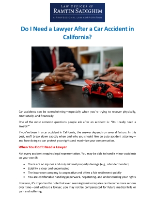 Do I Need a Lawyer After a Car Accident in California?