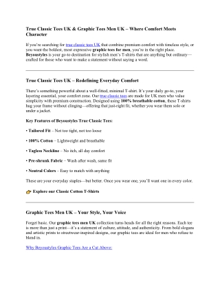 True Classic Tees UK & Graphic Tees Men UK – Where Comfort Meets Character