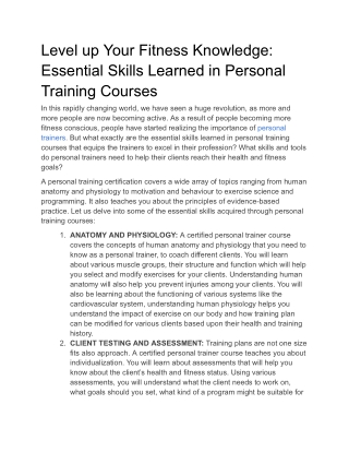 Level up Your Fitness Knowledge_ Essential Skills Learned in Personal Training Courses