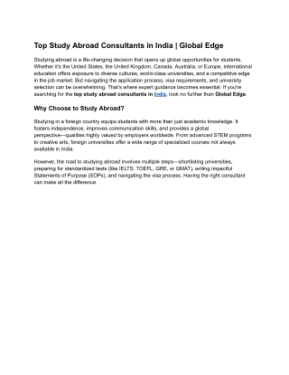 Top Study Abroad Consultants in India _ Global Edge