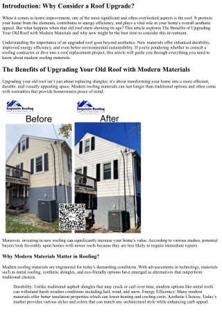 “The Benefits of Upgrading Your Old Roof with Modern Materials”