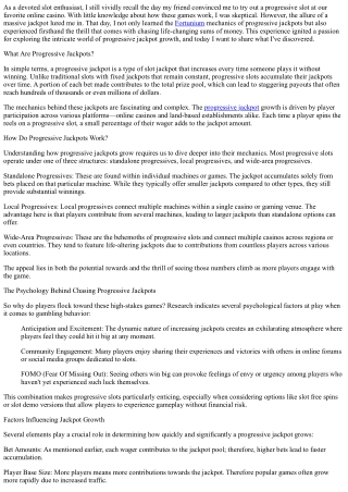 A Deep Dive into the Mechanics of Progressive Jackpot Growth