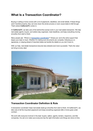 What Is a Transaction Coordinator?