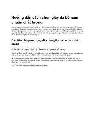 Huong dan cach chon giay da bo nam chuan chat luong