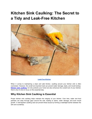 Kitchen Sink Caulking_ The Secret to a Tidy and Leak-Free Kitchen