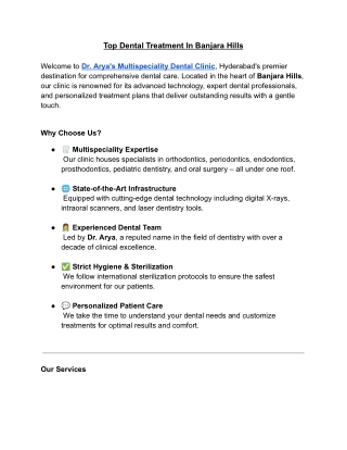 Top Dental Treatment In Banjara Hills