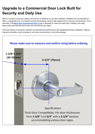 Upgrade to a Commercial Door Lock Built for Security and Daily Use