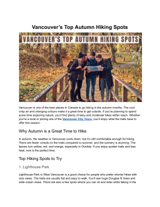 Vancouver’s Top Autumn Hiking Spots
