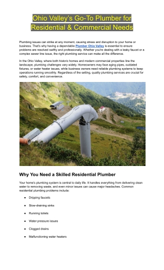 Ohio Valley Plumbing Pros | Mr. Rooter Plumbing Services