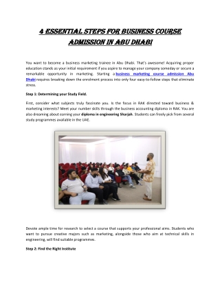 4 Essential Steps For Business Course Admission In Abu Dhabi