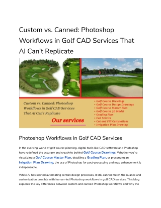 Custom vs Canned Photoshop Workflows in Golf CAD Service That AI Can’t Replicate